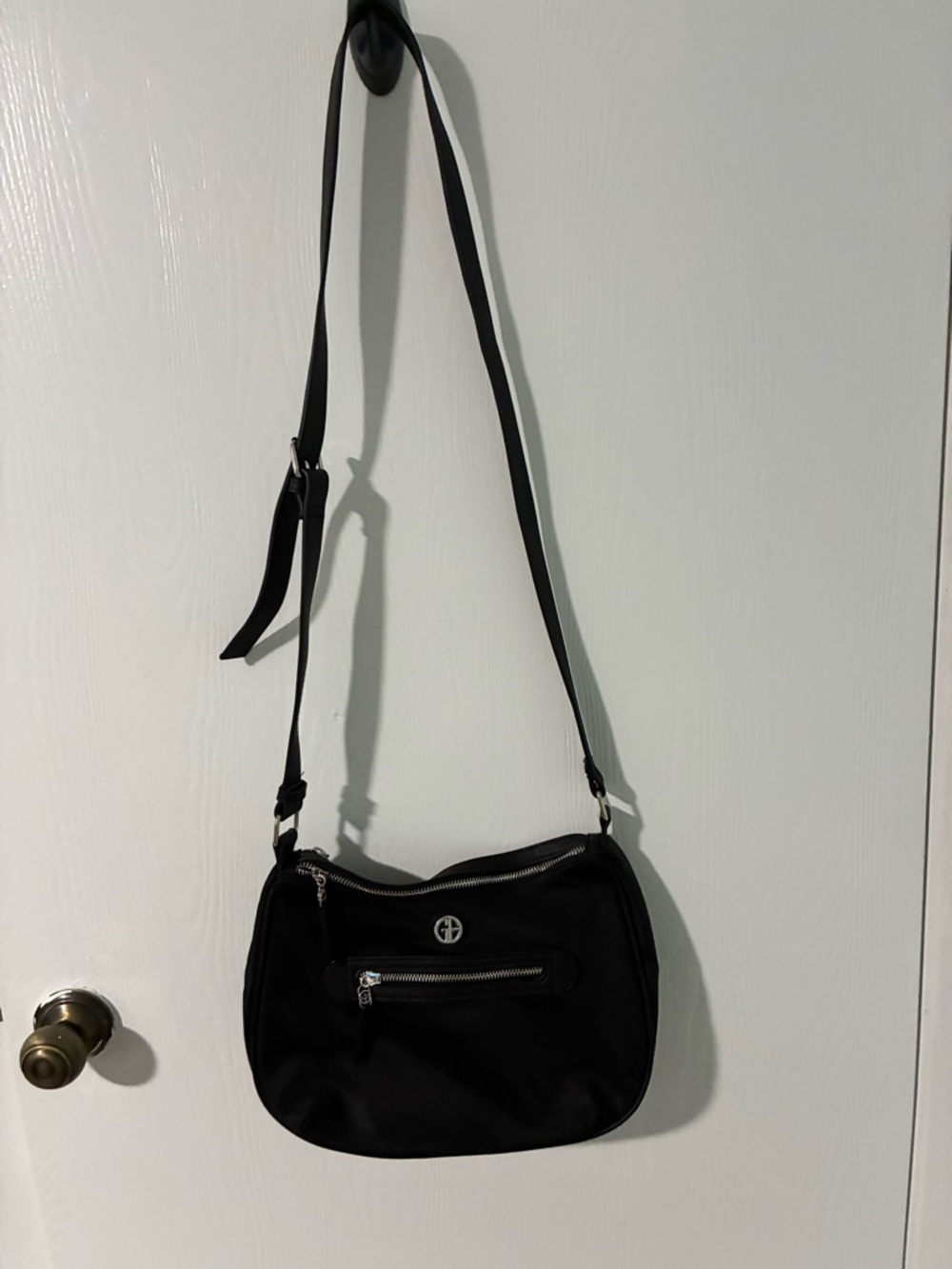 Giani Bernini Black Nylon Crossbody Bag with Front Zip